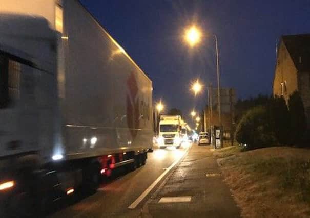 Traffic on the A5 in Hockliffe on Friday night when traffic was diverted by Highways England to the A505-A4146 when the M1 was closed