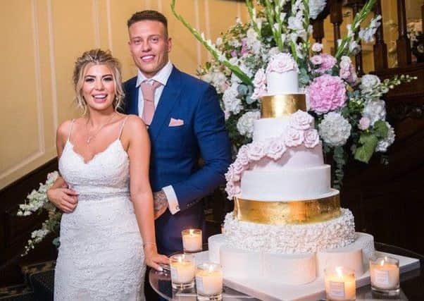 The owner of La Belle Cake Company made  this cake for the first Love Island wedding. Photo by Dreem Studios (www.dreemstudios.com.)