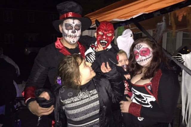 Frankie (bottom left) met some spooky characters last year.