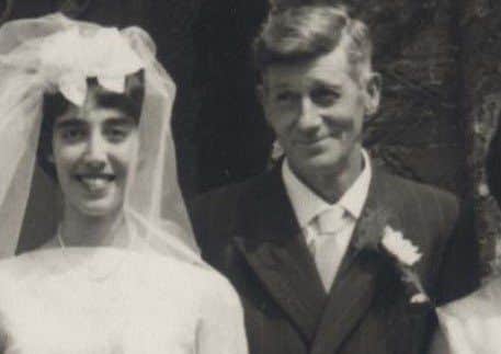Maureen and Arthur on Maureen's wedding day 56 years ago.