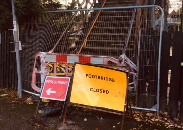 The soon-to-be-demolished footbridge
