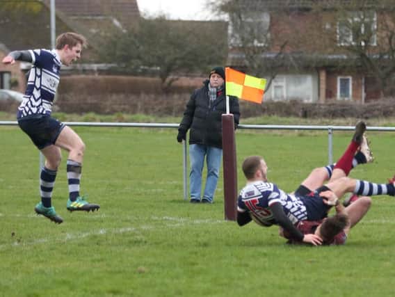 Harri Sayer's second try of the afternoon | Pic: Steve Draper