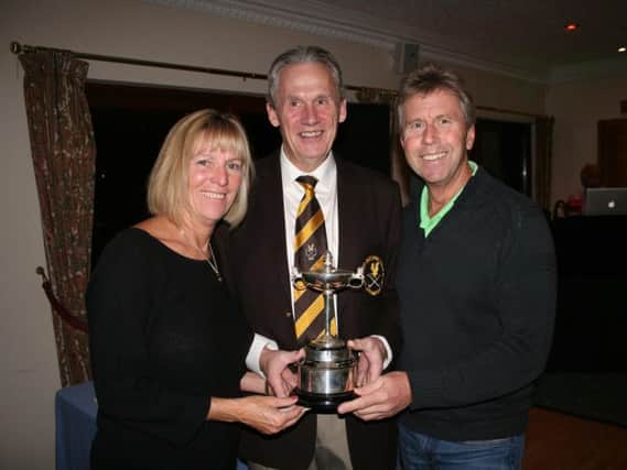 Faulkner Cup winners Patti and Steve Marriott with Immediate Past Leighton Club Captain Jeremy Taylor (centre).