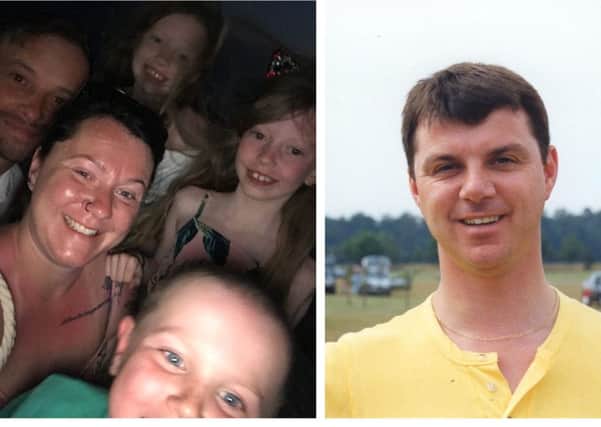 Katie and her family (left); Tim (right)