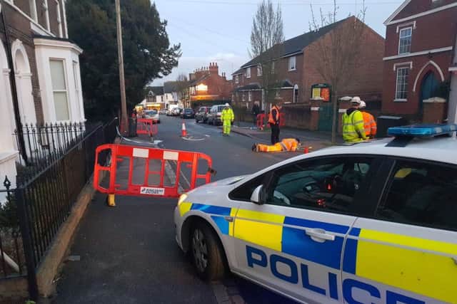 The hole being investigated. Photo:Leighton Buzzard Community Policing Team