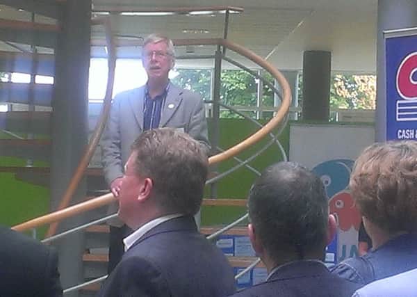 Rod Calvert, speaking at the Bedfordshire Chamber of Commerce summer reception at Wrest Park