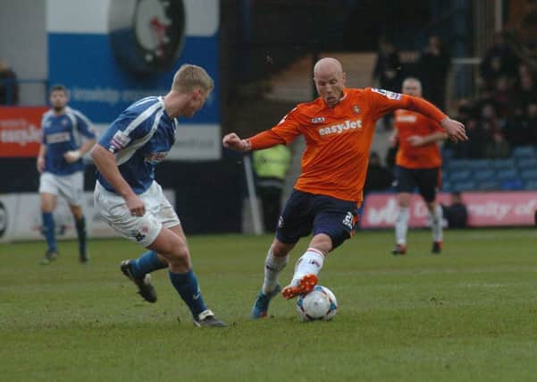 Luke Guttridge in action as Town made history on Saturday