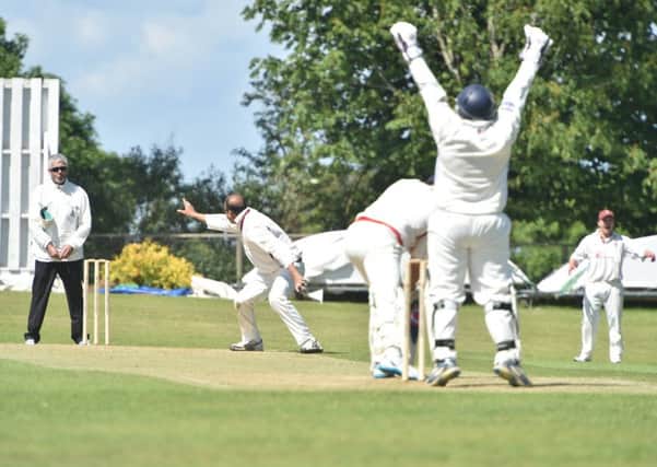 John Iqbal appeals on his way to his six wicket haul.
