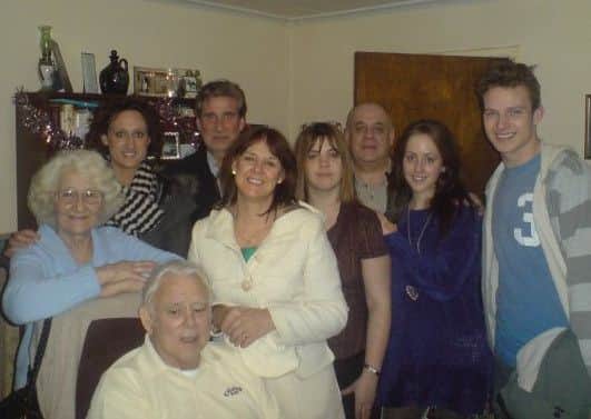 Ronnie Slade (centre right, back row) with this family