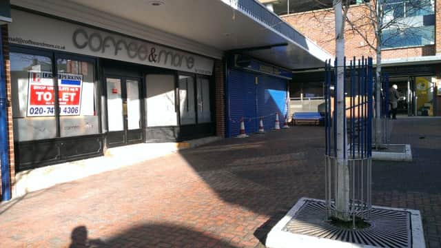 Empty units in Waterborne Walk which the town council say would be better utilised for the planned cafe.