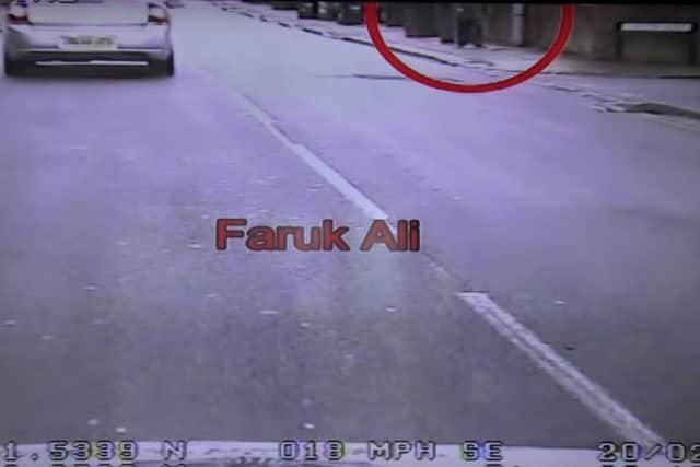A still image from the dashcam footage