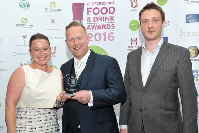Rachel and Andrew Stanton (left) of Stratton Butchers who won Best Independent Butcher in the Bedfordshire Food & Drink Awards