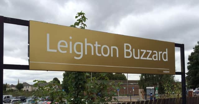 Leighton Buzzard platform sign in honour of Charlotte Dujardin