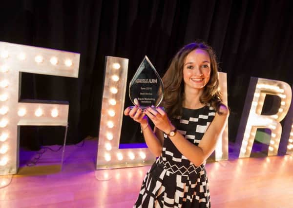 Olivia Berry, 23 of Edlesborough who won Best Start Up category in the University of Hertfordshire's business enterprise awards with her company Equia Marketing Solutions