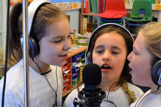 Woburn Lower School soloists recording I Want a Hippopotamus for Christmas