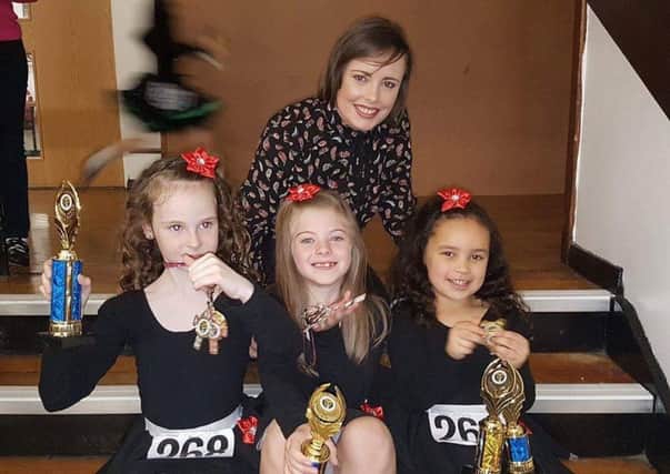 Irish dance teacher Michelle Gannon with her little stars after the Celtic Championships 2016