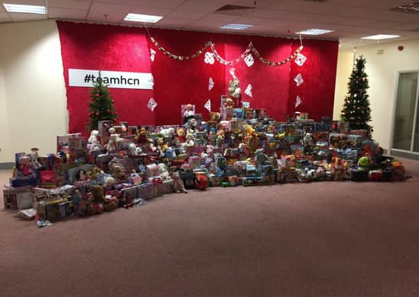Some of the gifts collected by M&S staff for Leighton Buzzard-based children's charity KidsOut