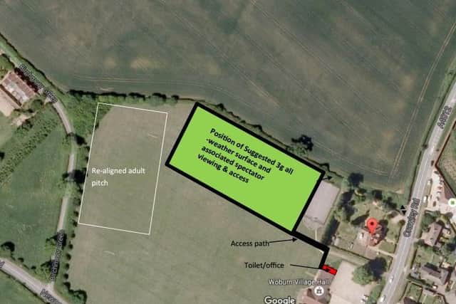 The positioning of the planned 3G pitch