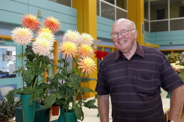 HorticulturalShow Linslade Horticultural Show at Cedars School. Ralph Skingle with his prize-winning blooms