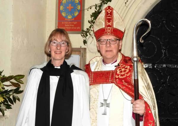 Rev Joy Cousans with Bishop of St Albans, Rt Rev Alan Smith
